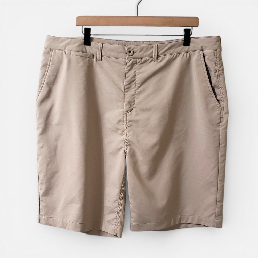 johnnie-O Prep-Formance Shorts Mens 40 Khaki Tan Golf Performance‎ Flat Front